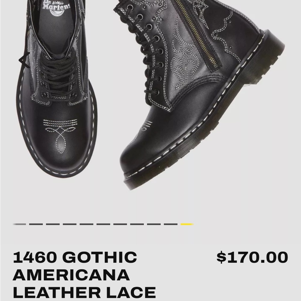 Dr. Martens Black Gothic Americana Leather Lace Boots